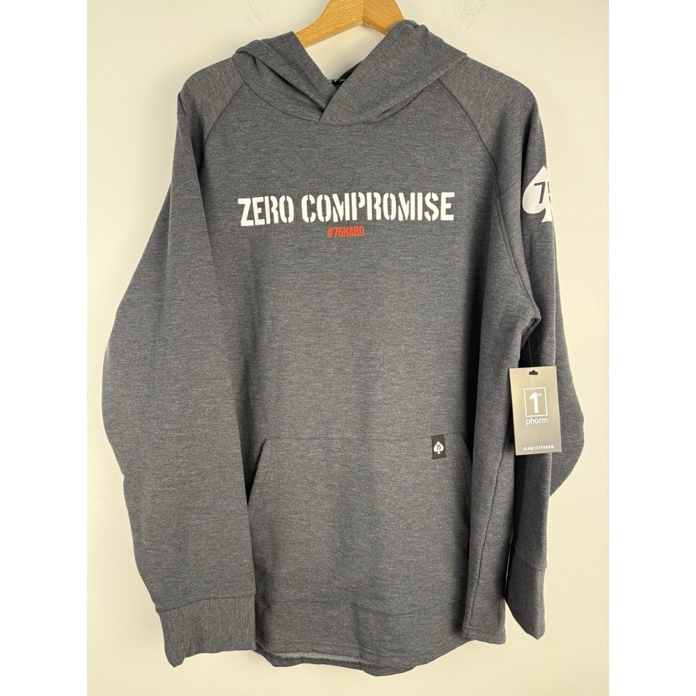 NWT 1st Phorm #75 Hard Hoodie Mens XLarge Zero Compromise Gray Sweatshirt